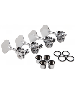 Fender Deluxe "F" Stamp Bass Tuning Machines, Left-Hand, (4), Chrome