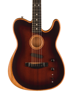 Fender American Acoustasonic Telecaster Acoustic Electric Guitar. All-Mahogany, Ebony Fingerboard, Bourbon Burst