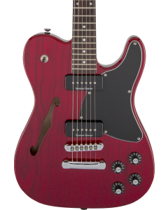Fender Jim Adkins JA-90 Telecaster Thinline Electric Guitar. Laurel FB, Crimson Red Transparent
