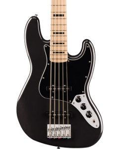 Squier Affinity Series Active Jazz Electric Bass V, Maple Fingerboard, Black Pickguard, Black Metallic