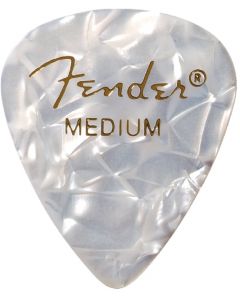 Fender 351 Premium Celluloid Guitar Picks, 12 Pack, White Moto, Medium
