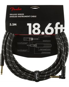 Fender Deluxe Series Instrument Cable, Straight/angle, 18.6' - Black Tweed