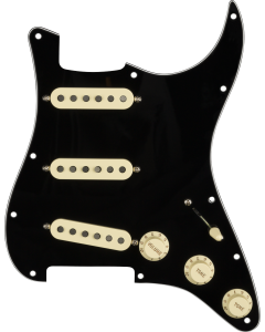 Fender Pre-Wired Strat Pickguard, Custom Shop Fat 50's SSS, Black 11 Hole PG TGF33