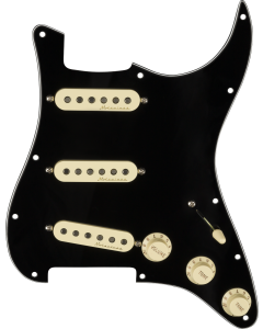 Fender Pre-Wired Strat Pickguard, Vintage Noiseless SSS, Black 11 Hole PG