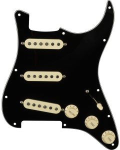 Fender Pre-Wired Strat Pickguard, Original '57/'62 SSS, Black 11 Hole PG