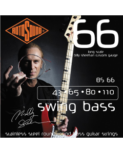 Rotosound BS66 Swing Bass 66 Billy Sheehan Custom Stainless Steel Roundwound Bass Guitar Strings - .043-.110 Medium Long Scale 4-string