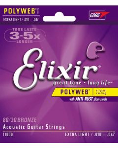 Elixir 11000 Polyweb 80/20 Bronze Extra Light Acoustic Guitar Strings Set