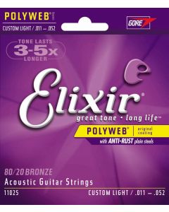 Elixir 11025 80/20 Bronze Acoustic Strings with POLYWEB Coating Custom Lite 11-52