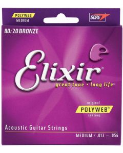 Elixir 11100 80/20 Bronze Acoustic Strings with POLYWEB   Coating Medium 13-56