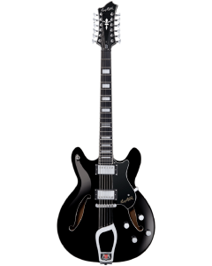 Hagstrom VIDLX12-BLK Viking Deluxe 12-String Electric Guitar. Black