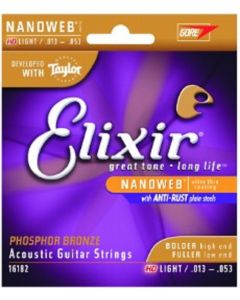 Elixir 16182 Phosphor Bronze Acoustic Strings with NANOWEB Coating HD Light 13-53