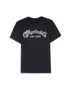 Martin Guitar T-Shirt Black With White Logo Small