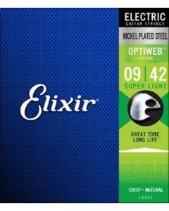 Elixir 19002 Nickel Plated Steel Electric Strings with OPTIWEB Coating Super Light 9-42