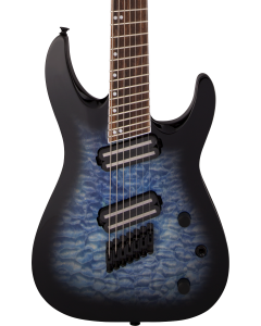 Jackson X Series Soloist Arch Top SLATX7Q MS Electric Guitar. Laurel FB, Multi-Scale, Transparent Blue Burst