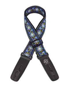 LOCK-IT 2" Retro BLUE CHILL Guitar Strap With locking system
