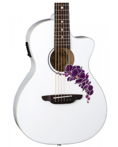 Luna Flora Orchid Select Spruce Parlor Acoustic-Electric Guitar Classic White
