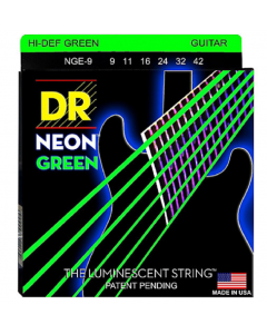 DR Strings NEON Hi-Def Green SuperStrings Light Electric Guitar Strings 9-42
