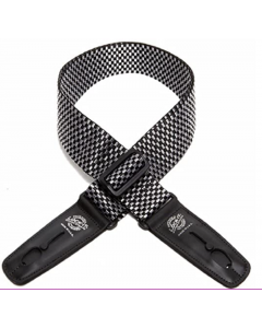 Lock-It 2" Poly Patented Locking Technology Guitar Strap Silver Checkerboard