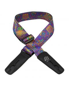 Lock-It Straps Bob Masse Rock Art Leather End Guitar Strap Blue Journey
