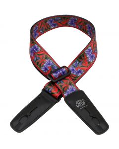 Lock-It Straps Bob Masse Rock Art Leather End Guitar Strap PURPLE FLOWERS