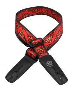 Lock-It Straps Bob Masse Rock Art Leather End Guitar Strap RED THISTLES