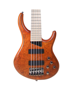 MTD Kingston Z5 Electric Bass. SatinFigured MapleSatin AmberMaple Fingerboard. MTD soap bar pickups. Active