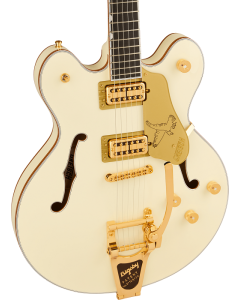 Gretsch Falcon Center Block LTD Electric Guitar with String-Thru Bigsby and Gold Hardware, Ebony Fingerboard, Vintage White