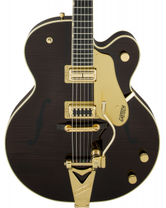 Gretsch G6122T-59 Vintage Select Edition '59 Chet Atkins Country Gentleman Hollow Body Electric Guitar with Bigsby. TV Jones, Tiger Flame Maple, Walnut Stain Lacquer