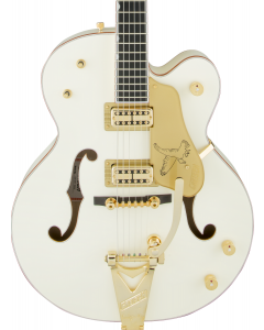 Gretsch G6136T-59 Vintage Select Edition '59 Falcon Hollow Body Electric Guitar with Bigsby. TV Jones, Vintage White, Lacquer