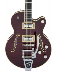 Gretsch G6659TFM Players Edition Broadkaster Jr. Center Block Single-Cut Electric Guitar with String-Thru Bigsby. Flame Maple, USA Full'Tron Pickups, Dark Cherry Stain