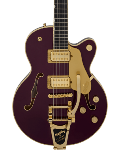 Gretsch Broadkaster Jr. LX Center Block Electric Guitar with String-Thru Bigsby and Gold Hardware, Ebony Fingerboard, Blackberry TGF33
