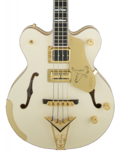 Gretsch G6136B-TP Tom Petersson Signature Falcon 4-String Bass with Cadillac Tailpiece. Rumble Tron Pickup, Aged White Lacquer