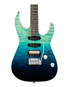 Charvel Pro-Mod Plus Dinky DK24 Electric Guitar.  HSS 2PT EB QM, Ebony Fingerboard - Blue Curaçao