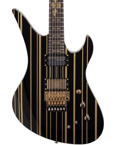 Schecter Synyster Custom-S Electric Guitar. Gloss Black with Gold Pinstripes