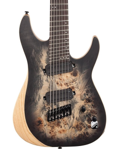 Schecter Reaper-7 Multiscale Electric Guitar. Left Handed Satin Charcoal Burst
