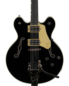 Gretsch Broadkaster LX Center Block Electric Guitar with String-Thru Bigsby and Gold Hardware, Ebony Fingerboard, Black TGF33