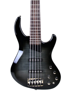 MTD Kingston Saratoga Deluxe 5 Electric Bass. GlossFlame MapleTrans Black BurstIndian Laurel Fingerboard. MTD J/J Configuration. Active/passive