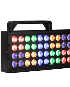 American DJ HEX444 40 HEX Panel features 40 high-performance 20W HEX LEDs (6-in-1: RGBAL+UV), 10 pixel-controlled sections, tunable white color temperature control, and Aria X2 management