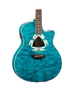 Luna Fauna Dragonfly Acoustic-Electric Guitar. Quilt Maple Teal