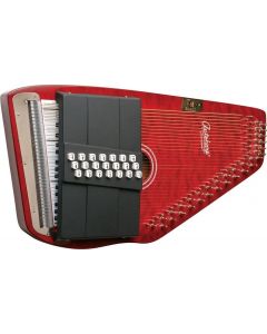 Oscar Schmidt OS21CQTR 21 Chord Acoustic Auto Harp. Quilt Trans Red