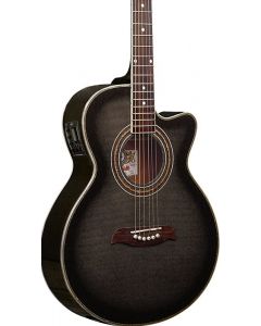 Oscar Schmidt OG10CEFTB Cutaway Acoustic Electric Guitar. Trans Black