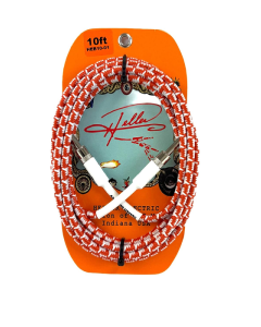 Heller Electric Braid-Matrix Guitar Cable, 10ft, Gold & Brown Tweed, Electric Guitar & Bass, 1/4" Straight-to-Straight, 20AWG OFC, 99% Shielded