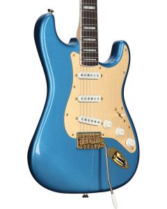 Squier 40th Anniversary Stratocaster Gold Edition Electric Guitar, Laurel Fingerboard, Gold Anodized Pickguard, Lake Placid Blue