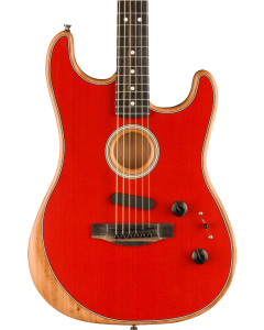 Fender American Acoustasonic Strat Acoustic Electric Guitar. Ebony Fingerboard, Dakota Red