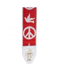 D'andrea Vintage Style Ace Red Peace Guitar Strap