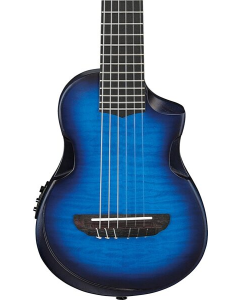 Ibanez AUP10FMNE TBO Nylon String Ukulele Acoustic Electric Guitar. Transparent Blue Burst