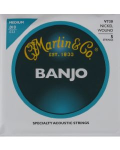 Martin V730 Vega Banjo Nickel Wound 5 String Medium, .010 - .023