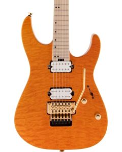 Charvel Pro-Mod DK24 HH FR Mahogany with Quilt Maple Electric Guitar. Maple FB, Dark Amber
