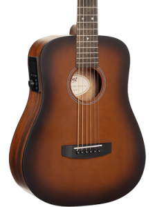Cort EARTHGO-OPBB Earth Series Go Hyvibe Acoustic Electric Guitar. Open Pore Brown Burst