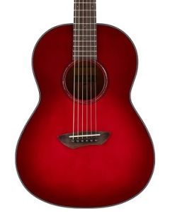 Yamaha Crimson Red Burst Parlor Guitar, Solid Sitka Spruce Top, Mahogany Back And Sides, Srt Passive Pickup